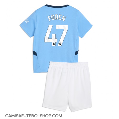 Camisa de time de futebol Manchester City Phil Foden #47 Replicas 1º Equipamento Infantil 2024-25 Manga Curta (+ Calças curtas)